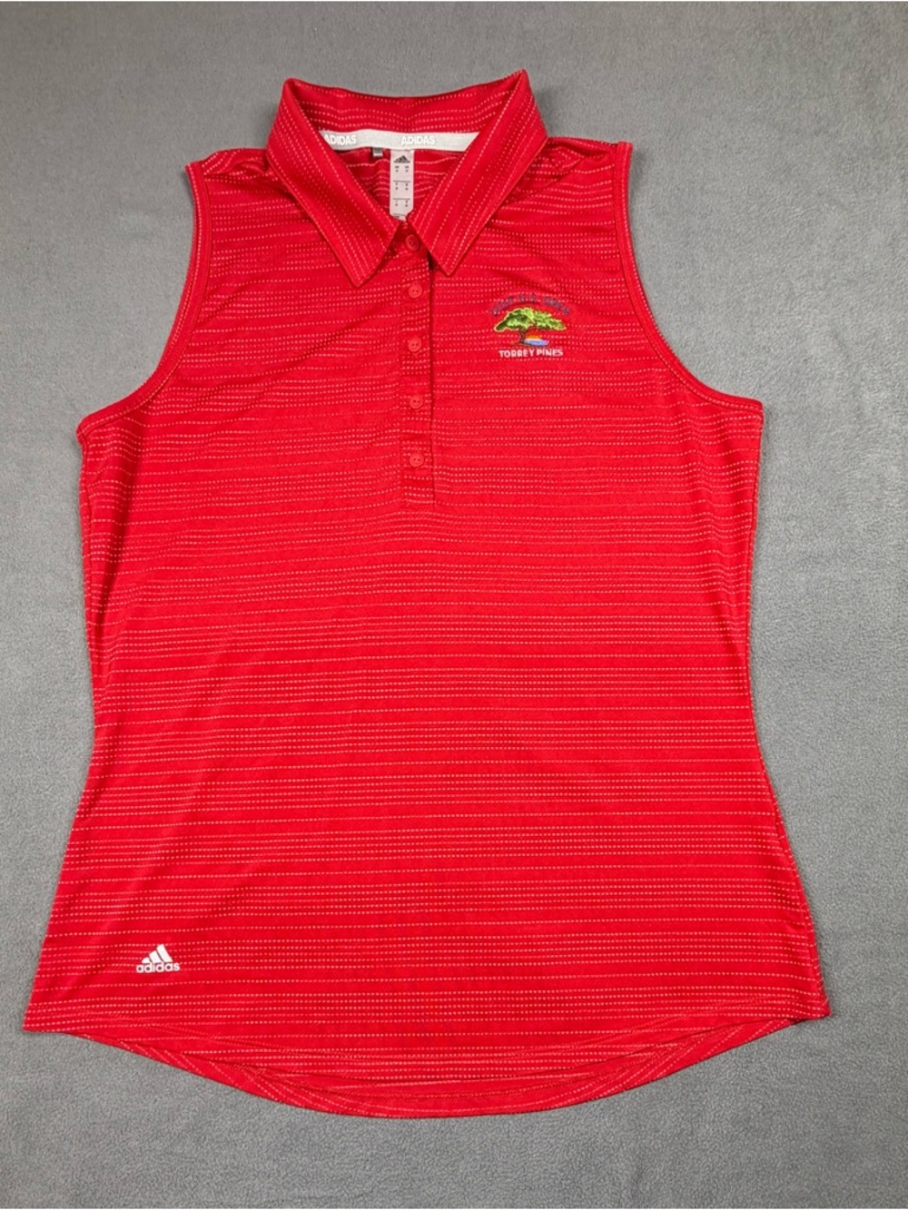 adida Red Sleeveless Polo Tank 121st US Open Torrey Pines Embroidered Crest